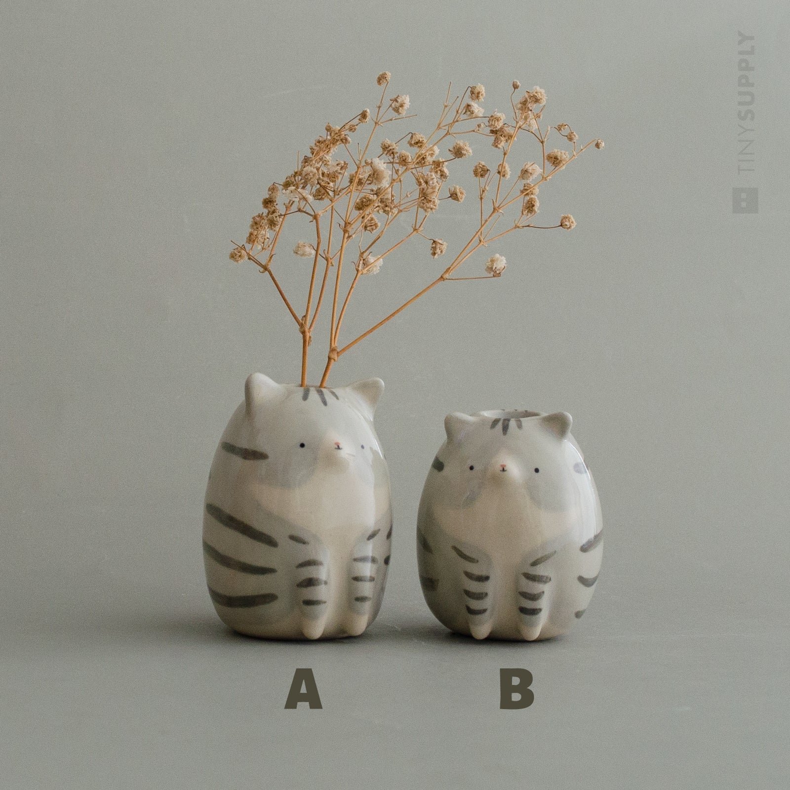 Grey Potato Cat Tiny Vase