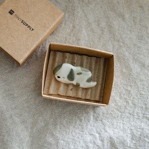 Sleepy Pup Porcelain Brooch