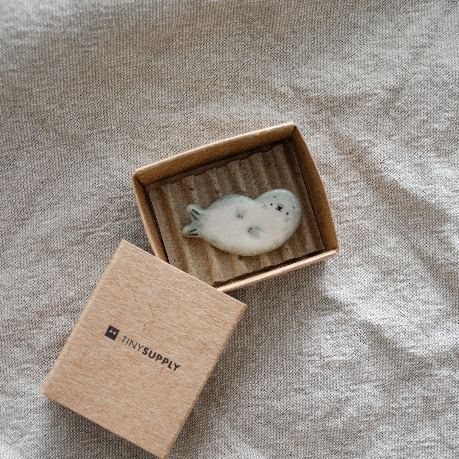 Seal Porcelain Brooch