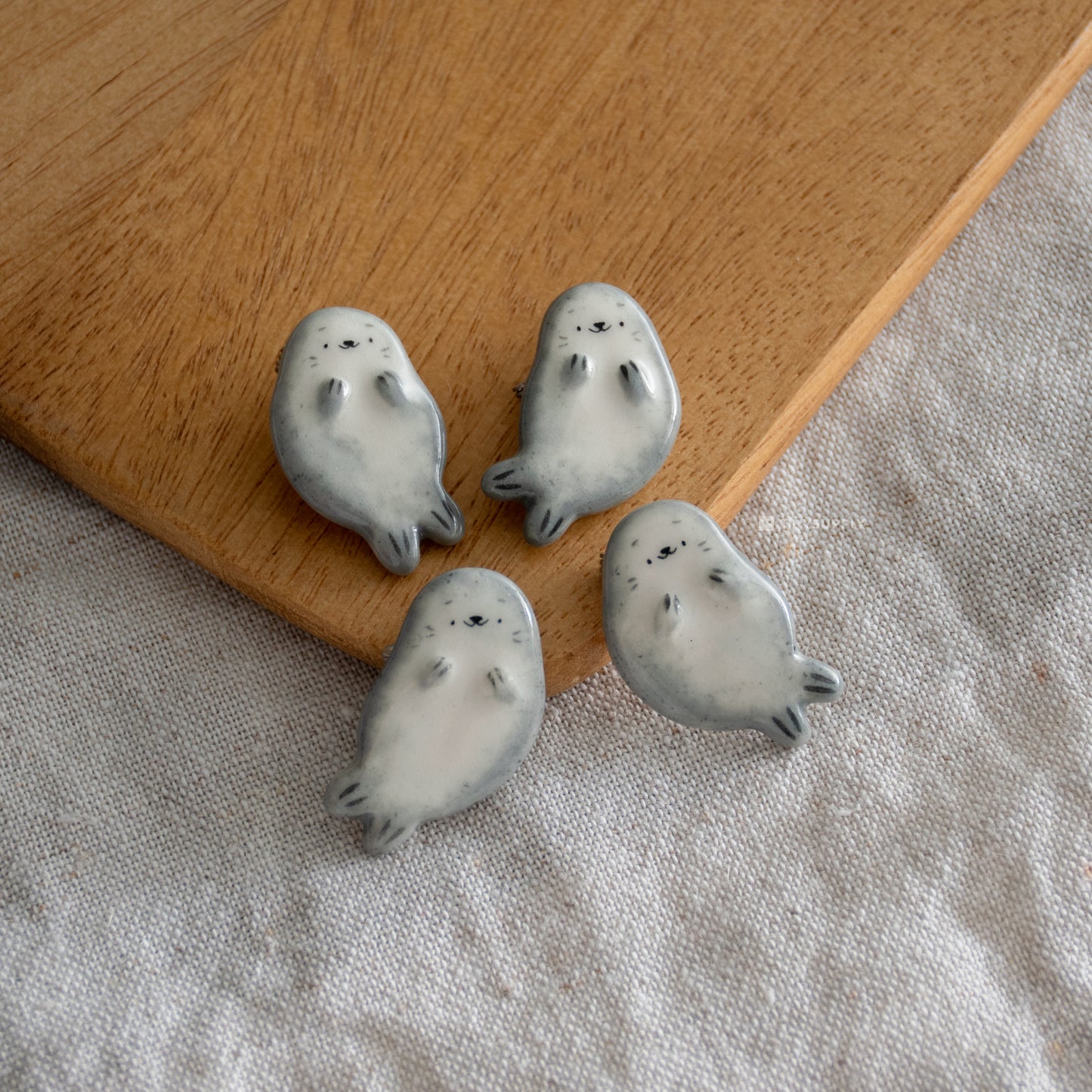 Seal Porcelain Brooch