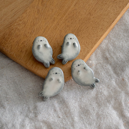 Seal Porcelain Brooch