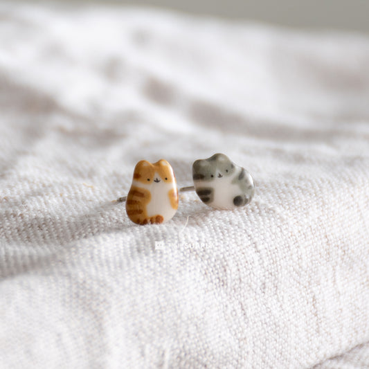 Orange and Grey Tabby Stud Earrings